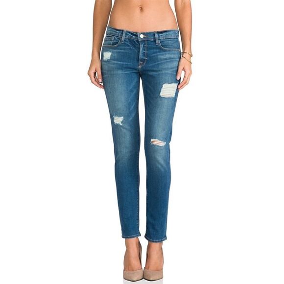 Frame Le Garcon Distressed Skinny Ankle
Jeans in Dunmore Wash Celeb Favorite - Picture 5 of 16